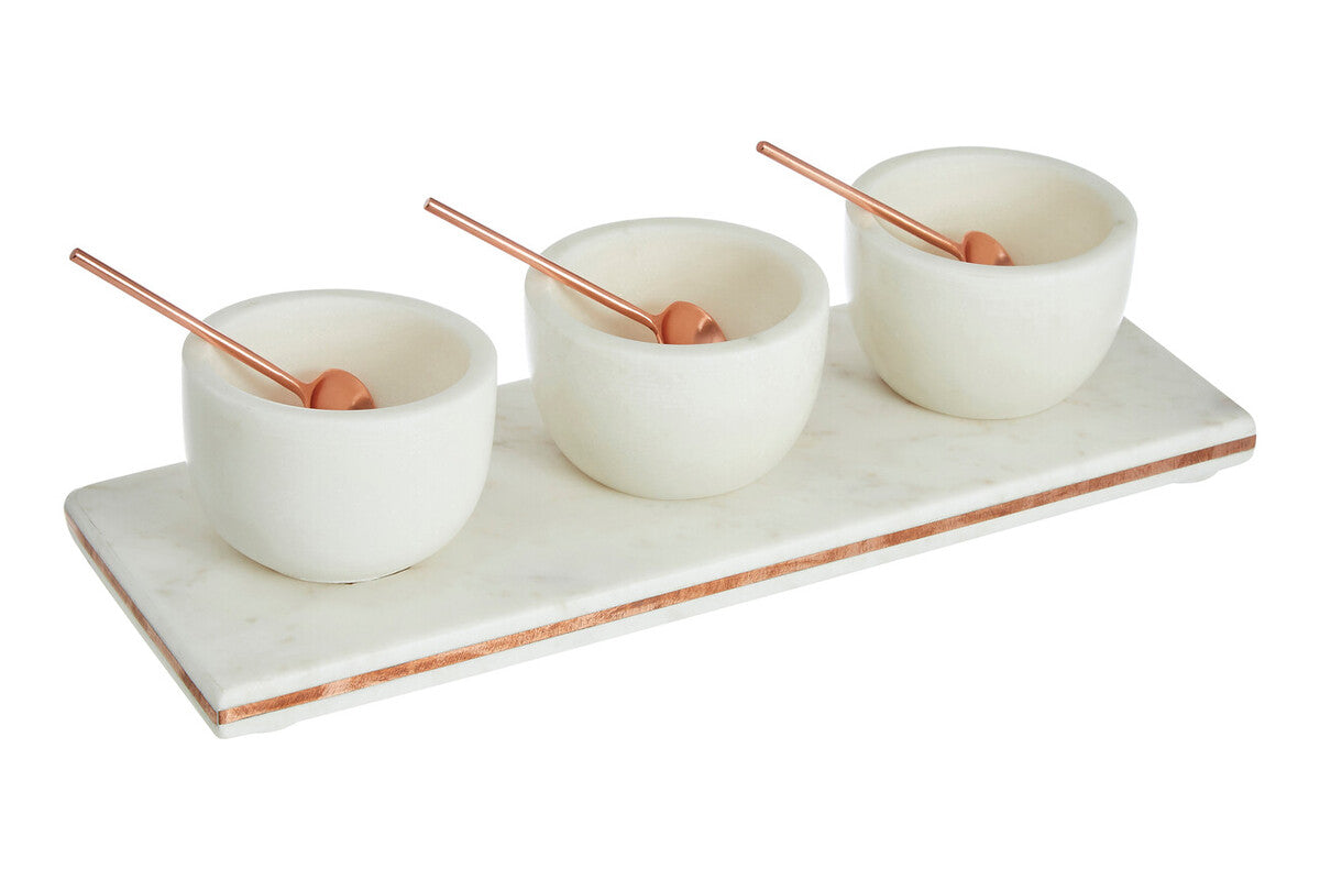 Aurora Marble Dip Bowls with Board Set