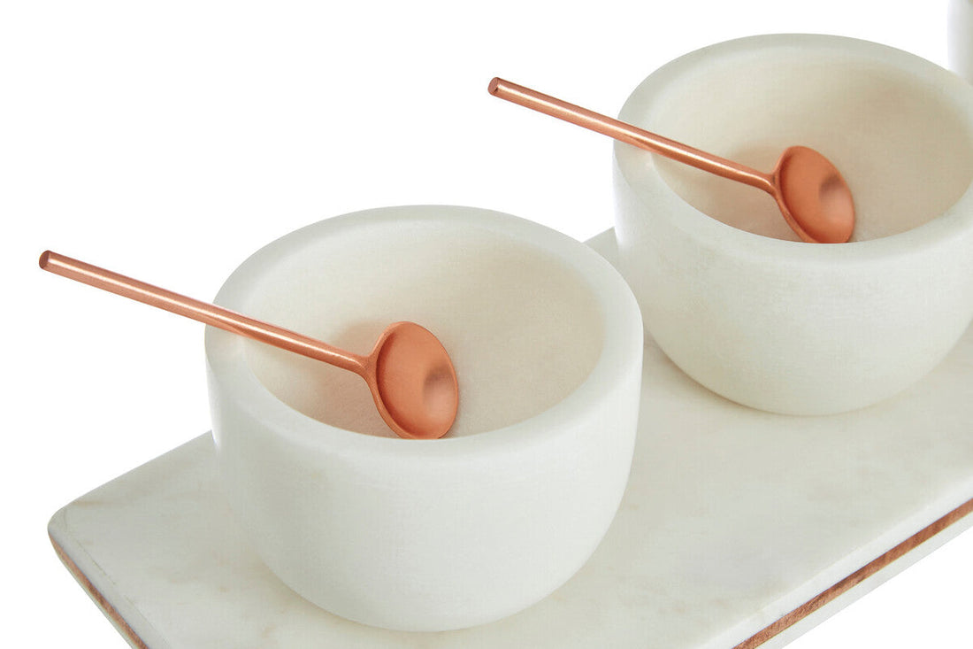 Aurora Marble Dip Bowls with Board Set