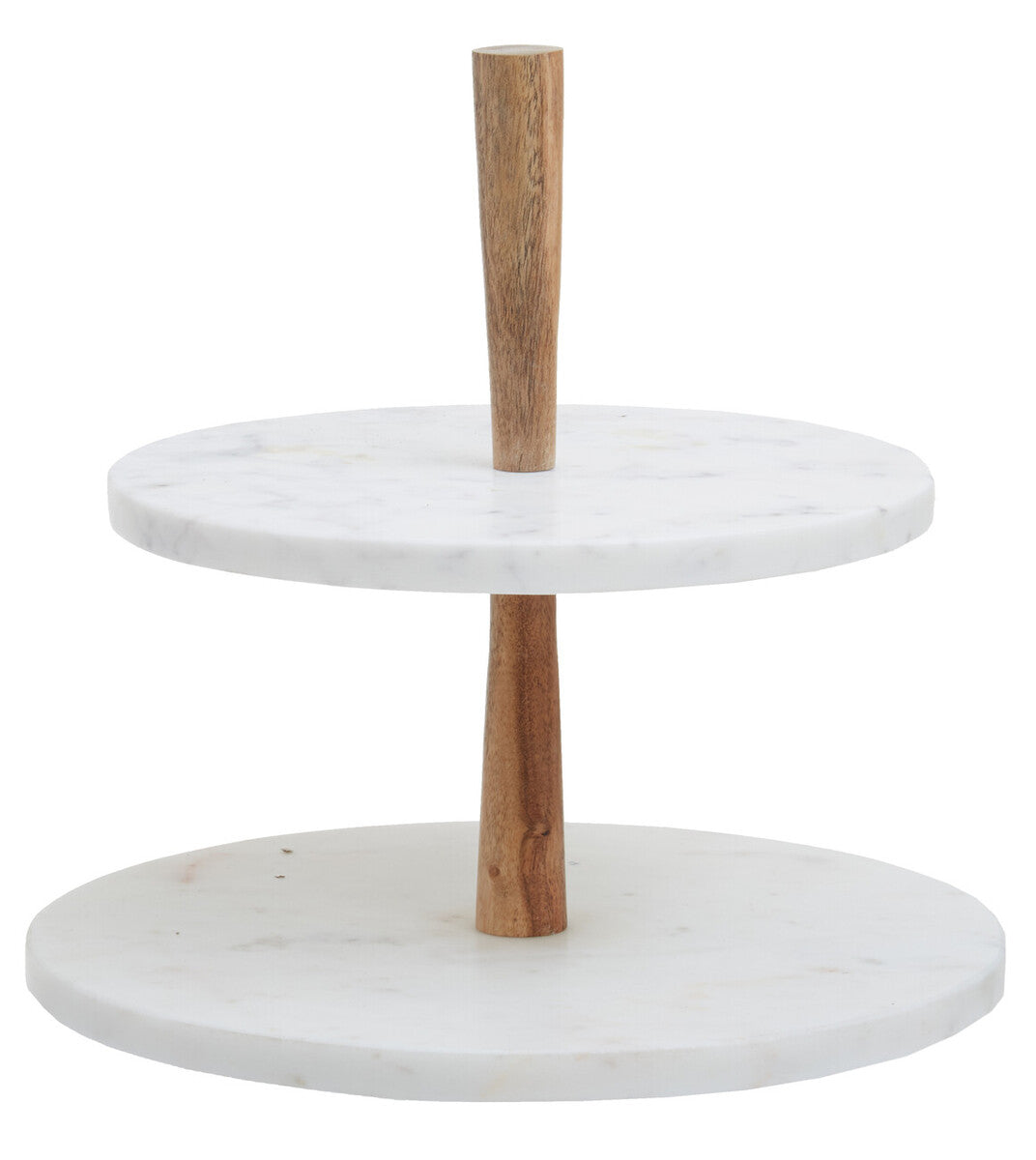 Aurora Two Tier Marble and Acacia Wood Cake Stand