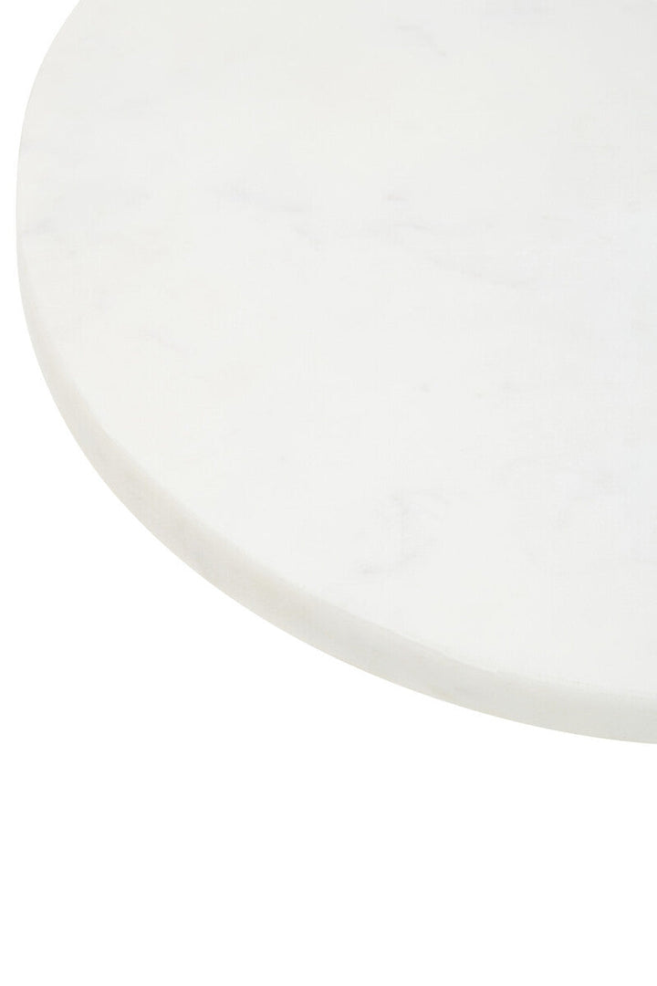 Aurora Round White Marble and Acacia Wood Cake Stand