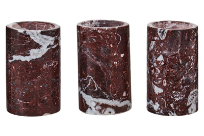 Eclipse set of three red marble tealight holders
