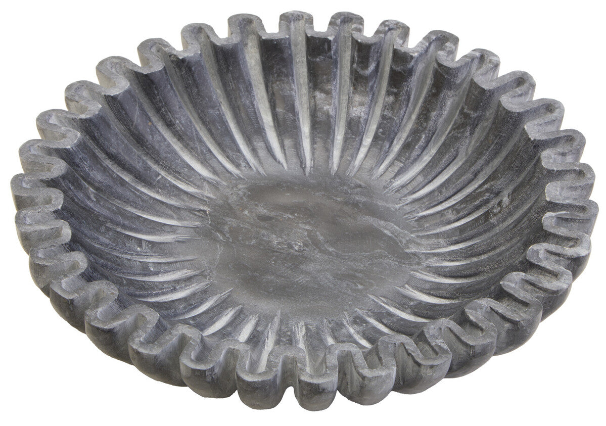 Aura Small Grey Fluted Marble Bowl