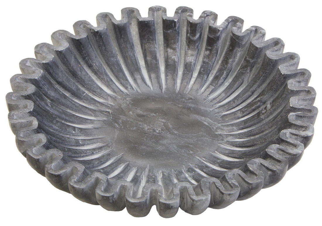 Aura Small Grey Fluted Marble Bowl