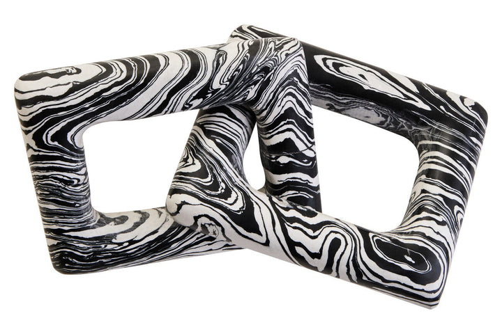 Swirlstone Black and White Marble Two Link Chain