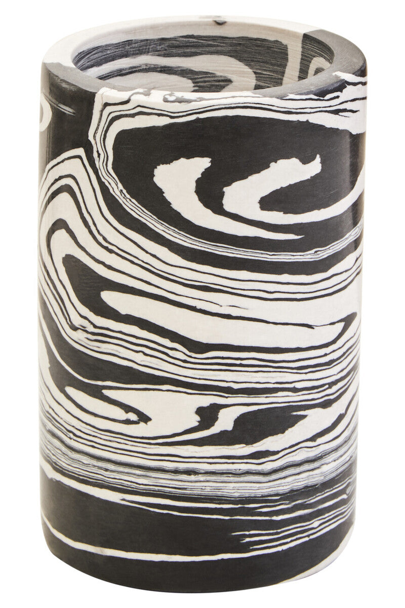 Swirlstone Black  and White Marble Two Way Candle Holder