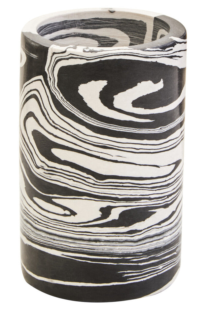 Swirlstone Black  and White Marble Two Way Candle Holder
