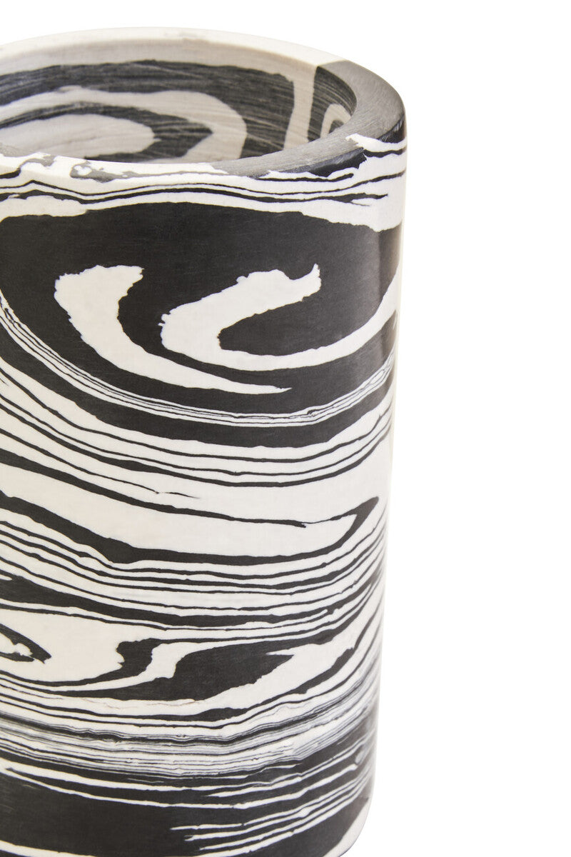 Swirlstone Black  and White Marble Two Way Candle Holder