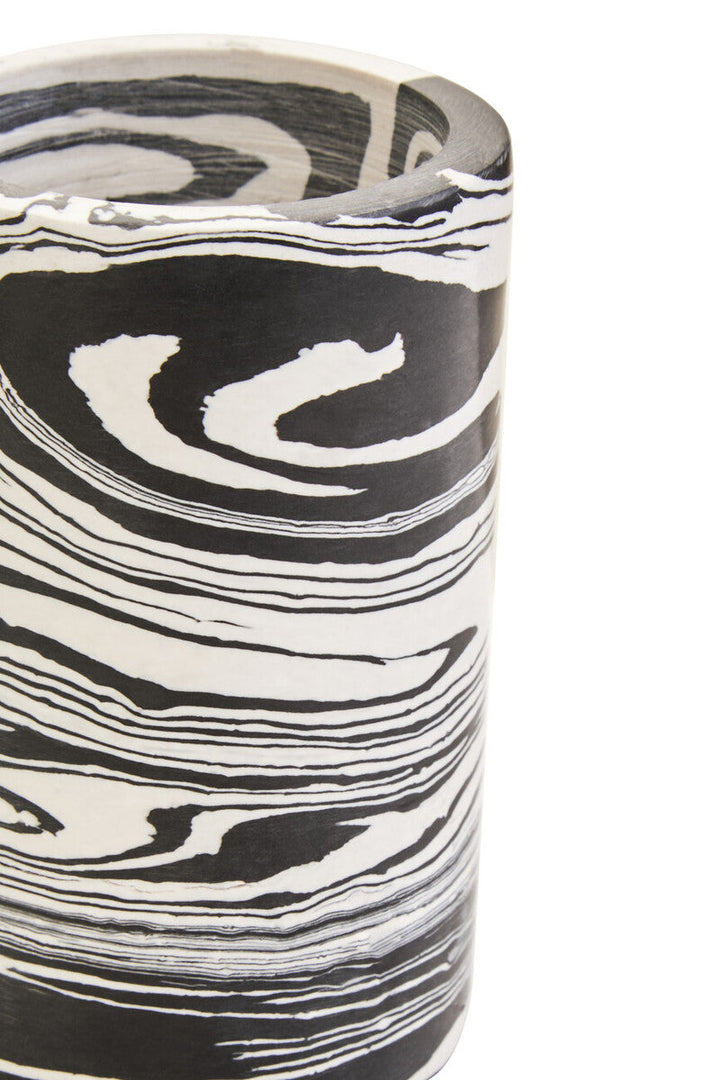 Swirlstone Black  and White Marble Two Way Candle Holder