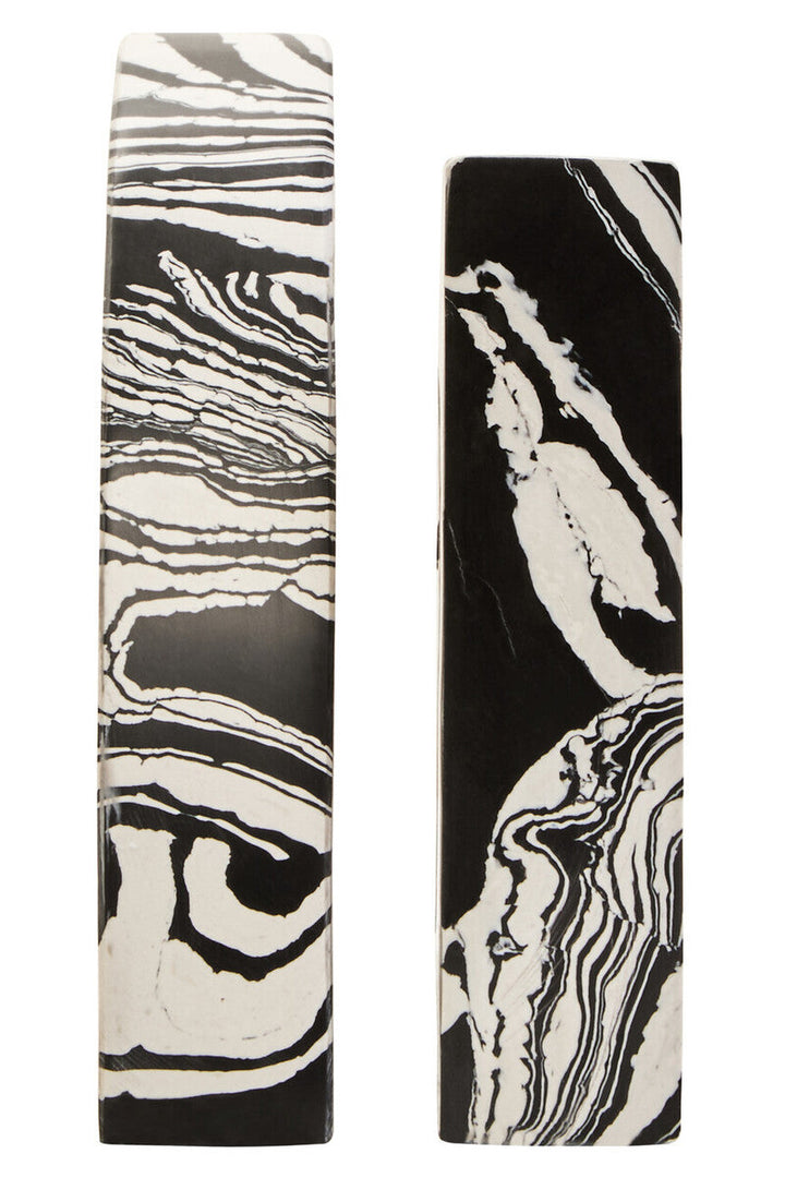 Swirlstone Black and  White Marble Set of Two Bookends