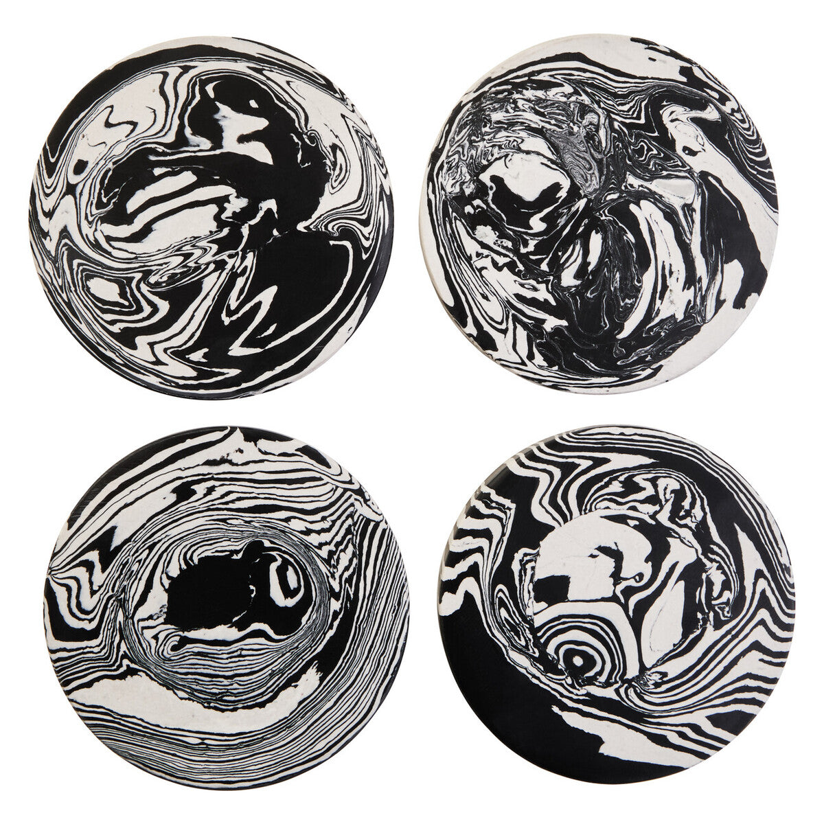 Swirlstone Set of Four Black and White Marble Coasters