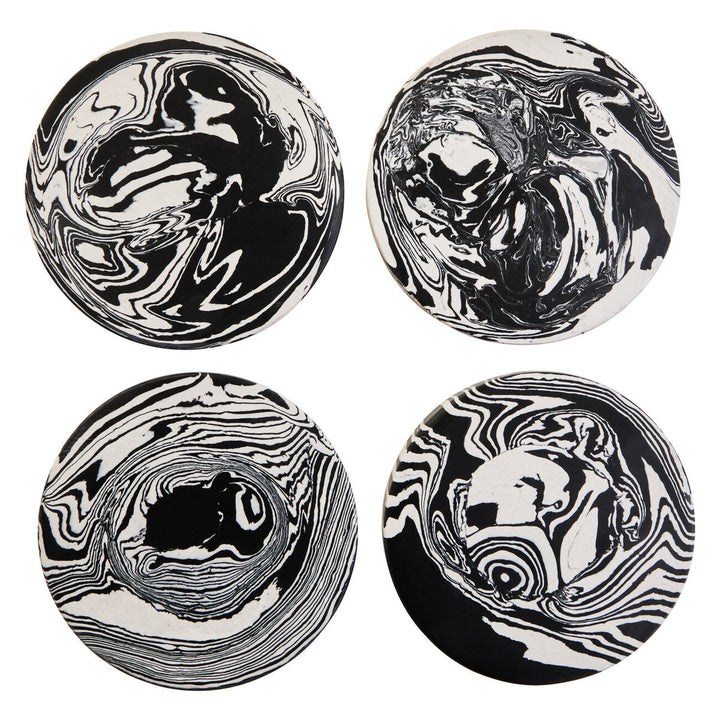 Swirlstone Set of Four Black and White Marble Coasters