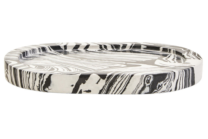Swirlstone Black and White Oval Marble Tray