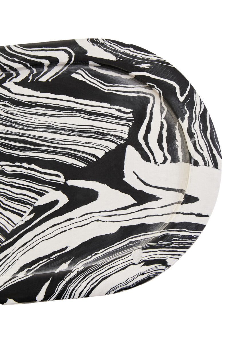 Swirlstone Black and White Oval Marble Tray