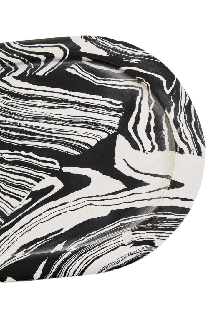 Swirlstone Black and White Oval Marble Tray