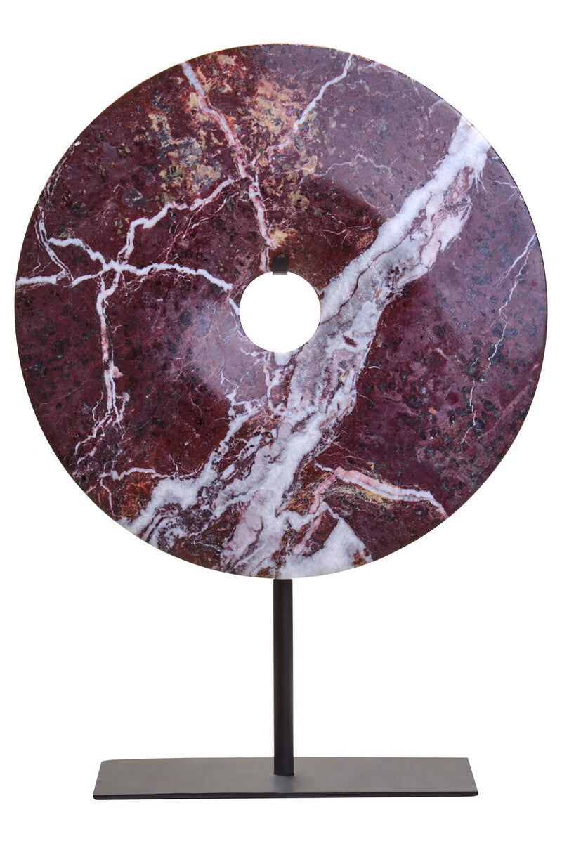 Eclipse Medium Red Marble Round Disc Sculpture