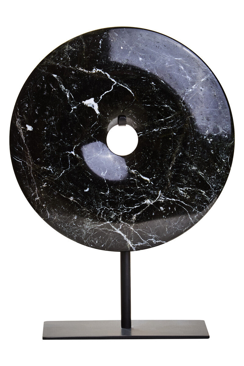Eclipse Small Black  Marble  Round Disc Sculpture